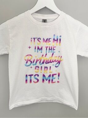Girls’ White Short Sleeve Colorful Swiftie Birthday Tee